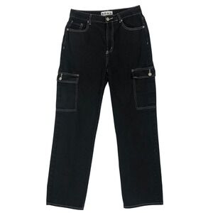 SONG Y2K Cargo Pants‎ Contrast Stitch High Rise Straight Leg Jeans Size 9/29